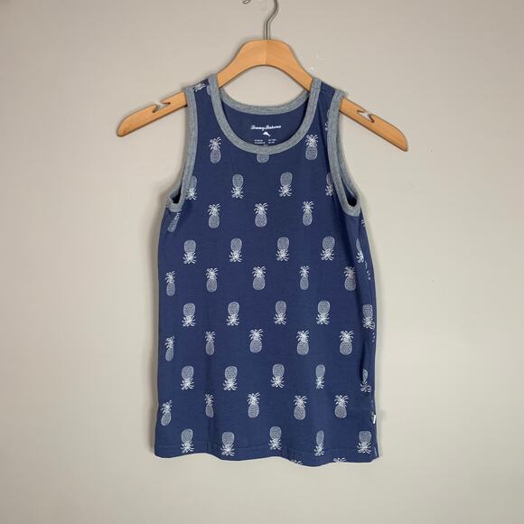 Tommy Bahama Blue White Tank Top Sleeveless Shirt Pineapples Kids Size 7/8 - Picture 1 of 6